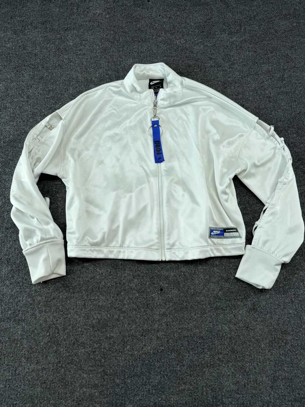Nike Track Jacket Mens Medium White Equality Force Full Zip Logo CU6789-100